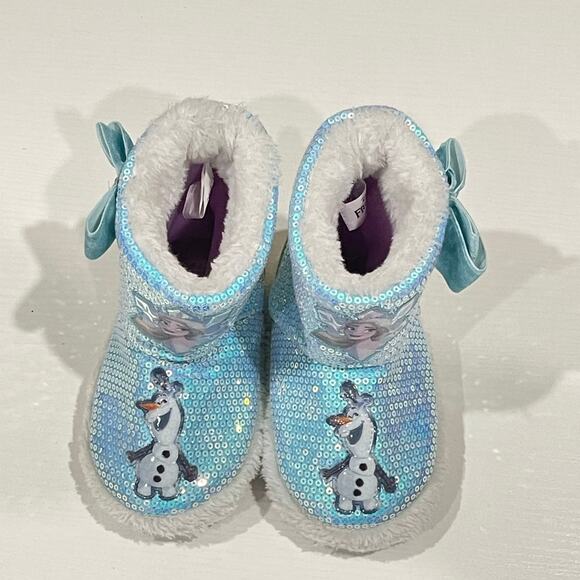 Boots Kids Frozen Toddler Girls Slipper Bootie, Size 7-8 Color Blue - Picture 2 of 7